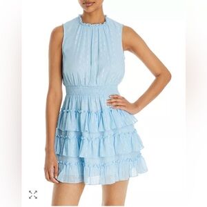 Aqua Light Blue Ruffled Mini Dress. Size XS. New with tags.
